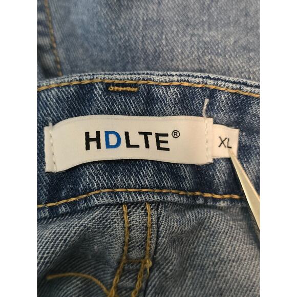 HDLTE Whiskering Wide Leg Jeans High Waist Baggy Women's XL - Picture 3 of 4